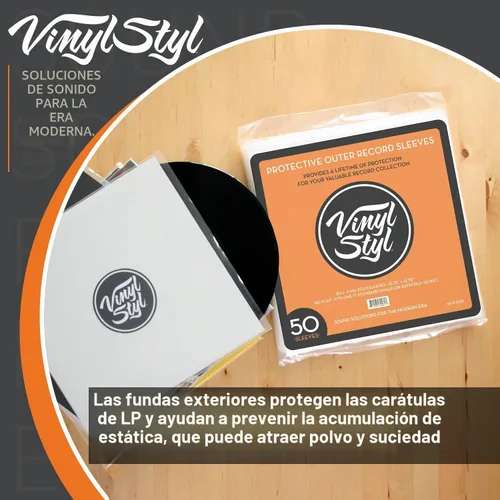 Vista 6 de Vinyl Styl Fundas exteriores protectoras de disco de vinilo de 12 pulgadas, parte superior abierta, 50 unidades (transparente)