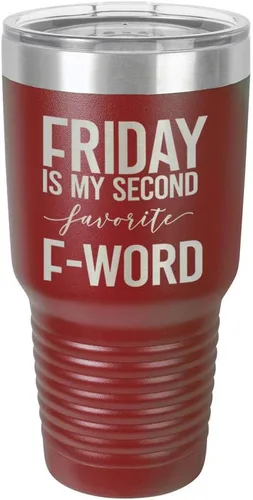 Vista 11 de Viernes es mi segundo favorito F Word negro vaso de 30 oz con paja y tapa superior deslizante Taza de viaje de acero inoxidable Compare con Yeti