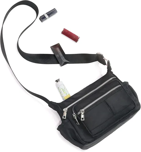 Vista 3 de Chinllo Bolso cruzado de nailon para mujer, con múltiples bolsillos, espacioso, bolso de hombro con correa