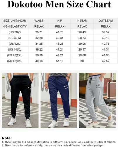 Vista 6 de Dokotoo Men Pantalones deportivos para hombre, ligeros, de algodón, con cordón en la cintura, pantalones de entrenamiento con bolsillos