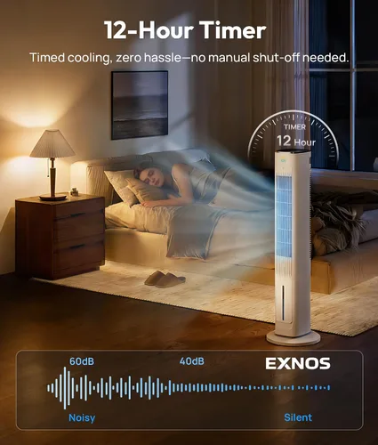 Vista 12 de Enfriador de aire evaporativo portátil, ventiladores de enfriamiento 3 en 1 que soplan aire frío con tanque de agua de 3 L, ventilador de torre