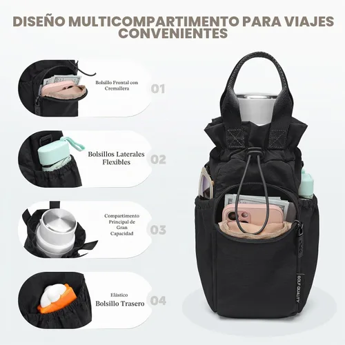 Vista 6 de Bolsa grande para botella de agua de 32/40/42/64 onzas, bolsa cruzada con cordón casual para taza de agua