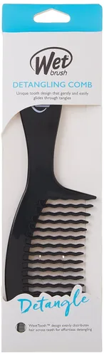 Vista 2 de Wet Brush Peine Desenredante, Negro - Desenredante de Cabello de Dientes Anchos con Diseño WaveTooth que se Desliza Suave y Gentilmente a Través