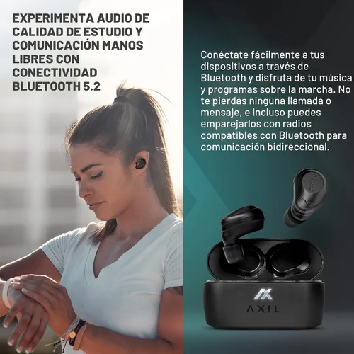 Vista 5 de AXIL XCOR PRO Auriculares inalámbricos Bluetooth — Auriculares HearPRO con control táctil — Mejora Bluetooth — Protección auditiva — Resistente al