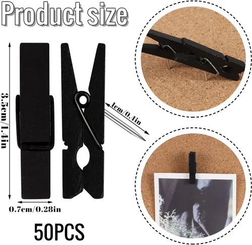 Vista 2 de 50 clips de presión para tablón de anuncios, pasadores de madera con clips, clips de cubículo, clip de pared, accesorios de cubículo para paneles
