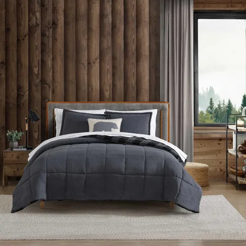 Vista 12 de Eddie Bauer - Juego de edredón Queen, ropa de cama reversible a cuadros, elegante y cálida decoración del hogar (gris normandía, Queen)