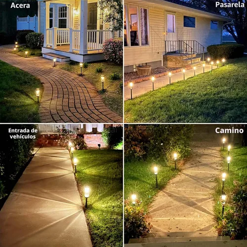 Vista 4 de Luces solares para caminos al aire libre, impermeables, luces solares para exteriores con bombilla LED de filamento de tungsteno, iluminación