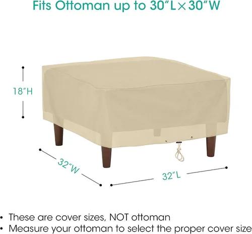 Vista 2 de SunPatio Funda otomana para exteriores, cubierta cuadrada impermeable resistente para mesa de café, cubierta de mesa auxiliar para muebles de patio