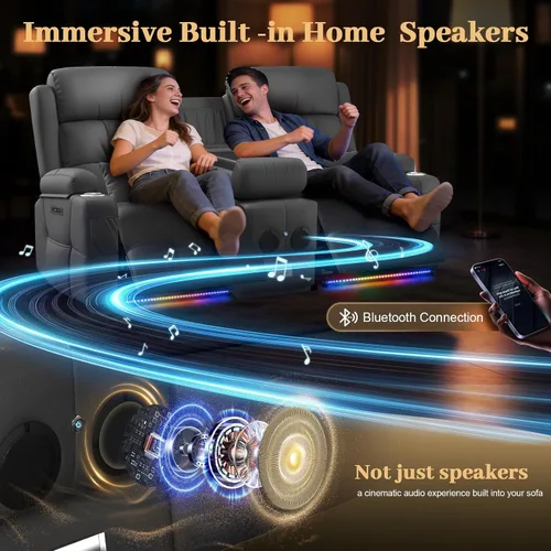 Vista 86 de Sofá de Dos Plazas Reclinable, Sofá Reclinable de Masaje con Gran Capacidad de Peso, Silla de Dos Plazas para RV en Liquidación con Consola, USB