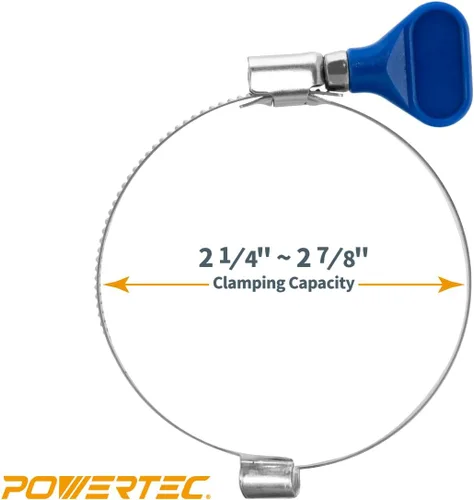 Vista 2 de POWERTEC 70224 Abrazadera de manguera de puente con llave de 2-1/2 pulgadas, llave de tornillo de pulgar, abrazaderas de manguera de acero
