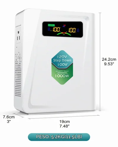 Vista 3 de ZHENGXI Transformador de reducción de 120 V a 100 V 1000 W, convertidores de voltaje de potencia, sin ruido, diez funciones de protección, usando