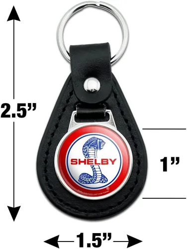 Vista 2 de Llavero con logotipo patriótico Shelby Cobra de cuero negro