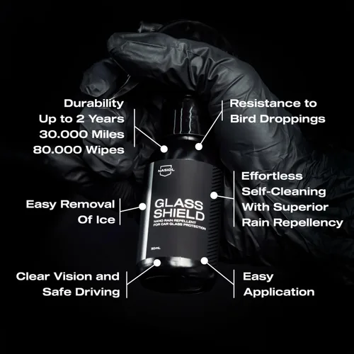 Vista 7 de Nasiol GlasShield Nano Kit de Espray Repelente de Lluvia, Recubrimiento Cerámico para Parabrisas y Vidrios, Super Hidrofóbico hasta 30000 Millas