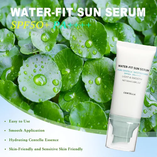Vista 4 de Protector solar coreano Centella SPF 50+ de amplio espectro, fórmula mineral sin fundición blanca, protector solar diario ligero para pieles