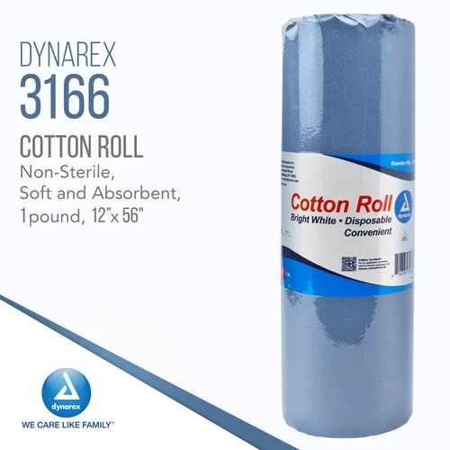 Vista 2 de Dynarex Rollo de algodón, algodón no estéril, suave y absorbente, perfecto para esteticistas y múltiples usos, 12 x 56 pulgadas, blanco, 1 caja