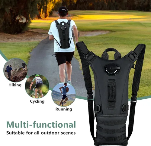 Vista 3 de Zavothy Mochila táctica de hidratación Molle con vejiga de agua de 3L Mochila de hidratación para ciclismo, correr, ciclismo, senderismo, mochila