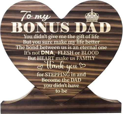 Vista 5 de Letrero de madera con texto en inglés "Thank You Being The Mom You Didn't Have to be and Loving Me As Your Own", placa de madera de regalo, corazón