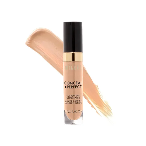 Vista 18 de Milani Conceal + Perfect Corrector de Larga Duración de Cobertura Completa Infundido con Ácido Hialurónico y Vitamina E, Cubre Ojeras, Manchas e