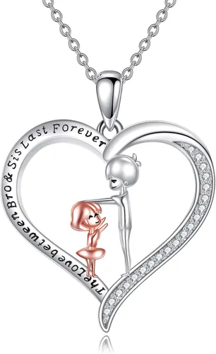 Vista 13 de CRMAD Regalos para hermanas de hermano para hermana, collar de plata de ley, joyería para regalos de cumpleaños y Navidad