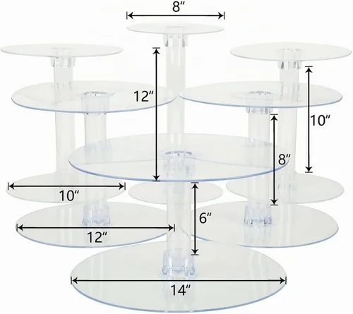 Vista 3 de Efavormart - Soporte para decoración de postres de 6 niveles de cristal acrílico resistente para decoración de postres para fiesta de cumpleaños