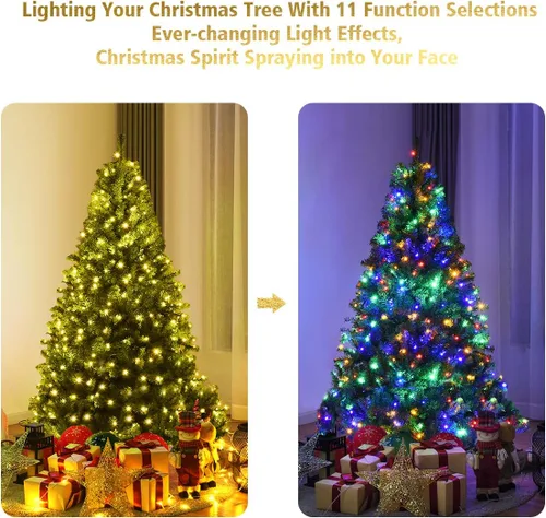 Vista 7 de COSTWAY Árbol de Navidad preiluminado de 5 pies, árbol de Navidad Verde