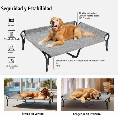 Vista 6 de Veehoo Cama elevada refrescante para perros, cuna elevada para perros con Negro plateado