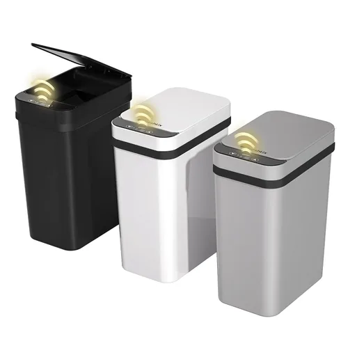 Vista 9 de FRESHLIX Paquete de 3 cubetas de basura para baño 2.6 galones, cubetas de basura automáticas delgadas sin contacto con sensor de movimiento, cubetas