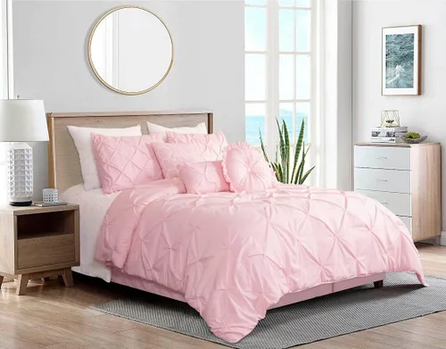 Vista 35 de Chezmoi Collection - Juego de ropa de cama modelo Sydney, 7 piezas, con pliegues decorativos