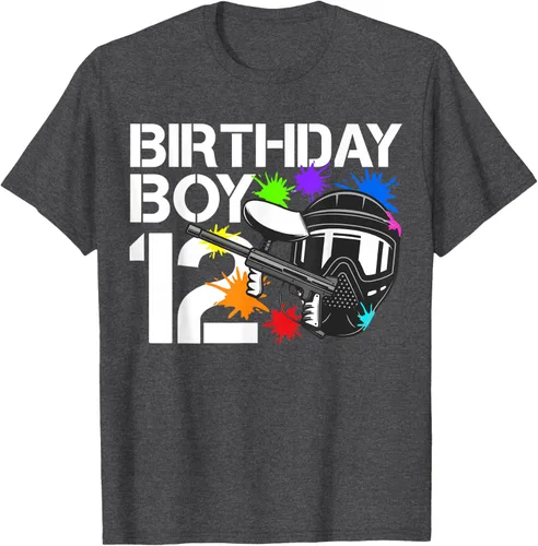 Vista 26 de 12th B-Day Paintball Birthday Party Boy 12 Year Old Funny T-Shirt, Negro