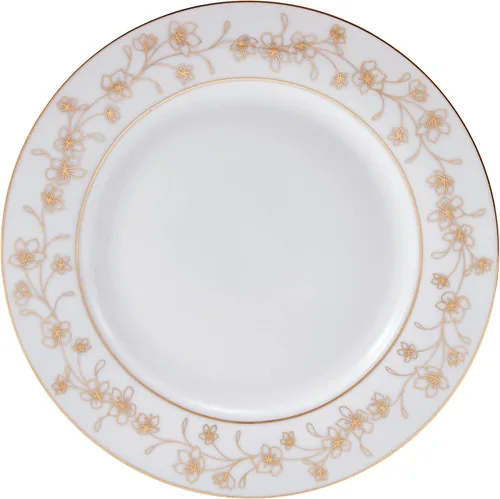 Vista 6 de Mikasa Juego de vajilla floral de 32 piezas, color dorado metálico, servicio para 8, color blanco