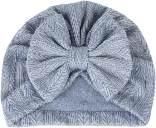 Vista 4 de Gorro de punto para bebé con lazos lindos turbante para envolver el sombrero (MZ6)