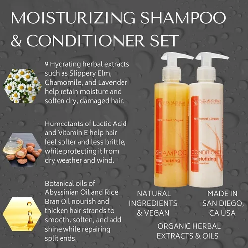 Vista 3 de RD Alchemy - Champú y acondicionador hidratante 98-100% natural y orgánico. Hidratante para cabello seco, dañado, roto y encrespado. Sin sulfato