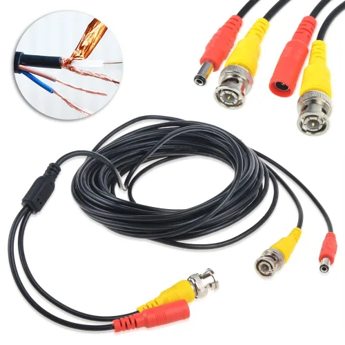 Vista 2 de 25 pies negro de alimentación de vídeo BNC cable cable cable de plomo reemplazo para cámaras de seguridad Zosi CCTV DVR