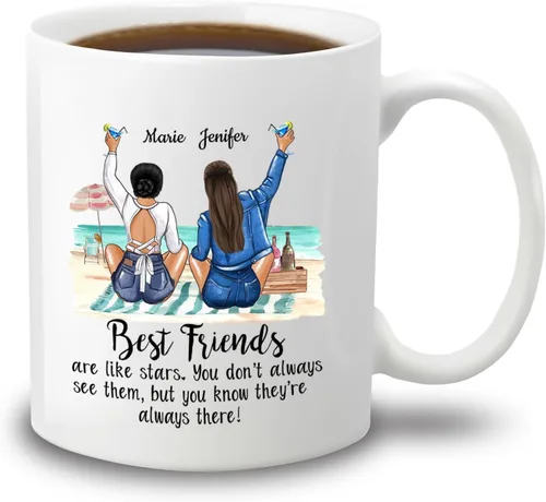 Vista 17 de Taza de café personalizada de la amistad para mejores amigos, mejores amigos, hermana del alma, tazas de café personalizadas para mejores amigas