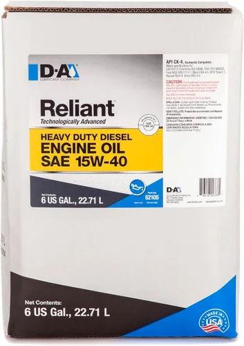 Vista 10 de 52108, Reliant - Aceite de motor diésel resistente SAE 15W40 (CK-4) convencional Comparable a la triple protección T4 Cubo de 5 galones