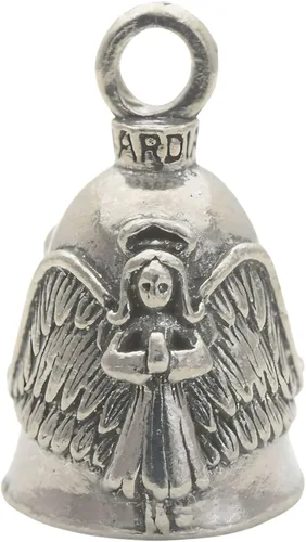 Vista 11 de Guardian Bell Campana religiosa de buena suerte con llavero y bolsa de regalo de terciopelo negro Campana de motocicleta Peltre sin plomo