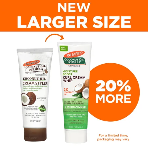 Vista 3 de Palmer's Crema de látigo para rizos con fórmula de aceite de coco, 8.5 onzas.