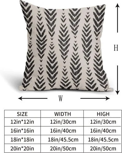 Vista 5 de Sweetshow - Juego de 2 fundas de almohada boho de 16x16 pulgadas, fundas de almohada étnicas bohemias negras con estampado geométrico de espiga
