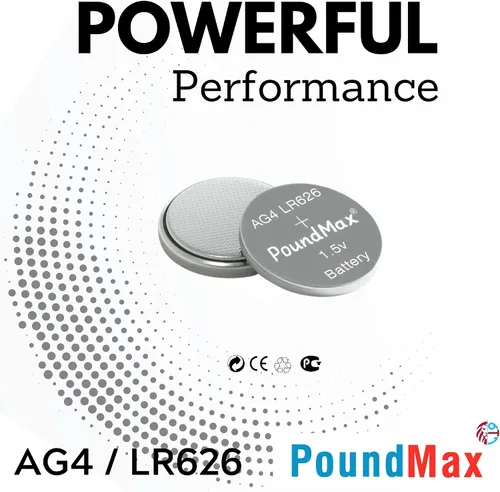 Vista 4 de PoundMax AG4 LR626 Baterías 1.5v Batería alcalina de botón - 10