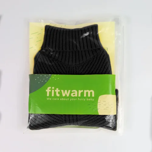 Vista 8 de Fitwarm Suéter de cuello alto para perro, abrigo térmico de punto para mascotas, ropa de invierno para perros pequeños, ropa de gato, negro, XS