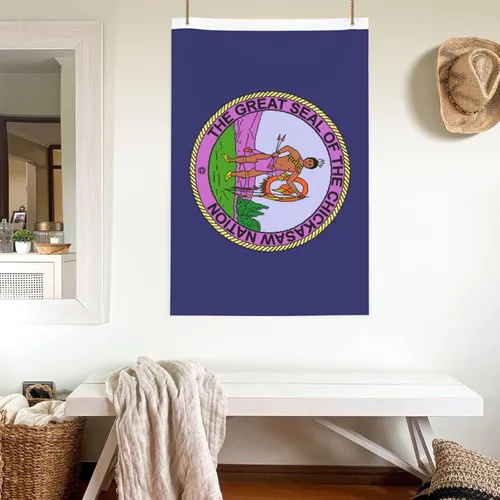 Vista 8 de Bandera de la nación Chickasaw de 2 x 3 pies, poliéster duradero de doble cara, divertida pancarta decorativa para exteriores, bandera de bienvenida