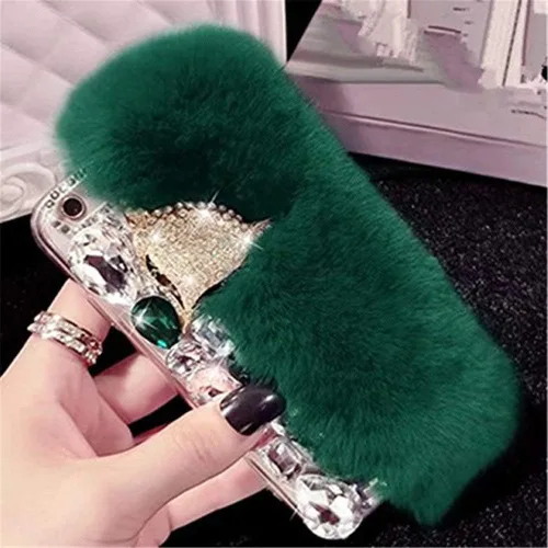 Vista 13 de Funda para Moto G Pure, funda 3D hecha a mano de lujo con cabeza de zorro esponjosa, piel de conejo con purpurina de diamante para Motorola Moto G