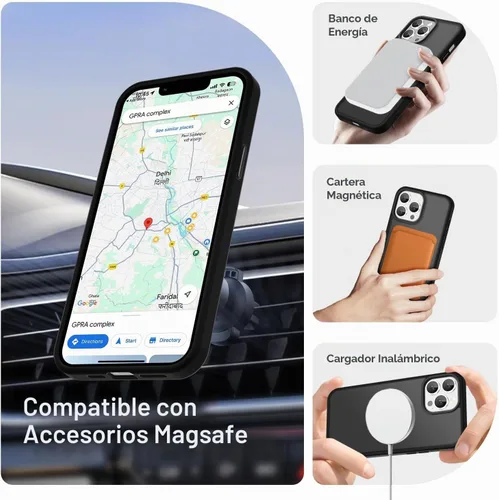 Vista 3 de YENAPOON Funda magnética mate para iPhone 13 Pro, color negro