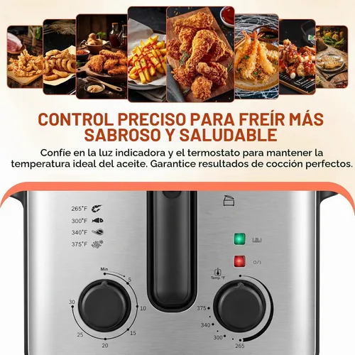 Vista 6 de SUSTEAS Freidora eléctrica con canasta, freidora de aceite para uso