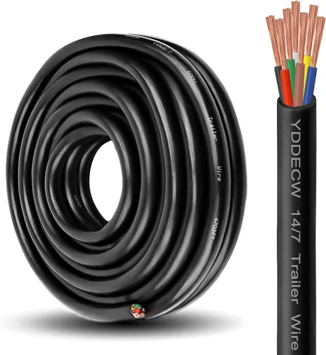 Vista 15 de Cable de Remolque de 4 Vías - Calibre 14, 4 Conductores, 10 Pies, Extensión de Cable Resistente de Cobre Puro, Cordón de Cableado para Remolque RV