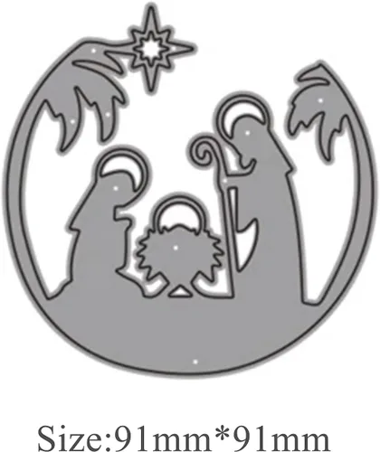Vista 5 de Plantillas troqueladas de metal para familias de Feliz Navidad, plantillas de corte de estrellas de ángel, para álbumes de recortes, álbumes