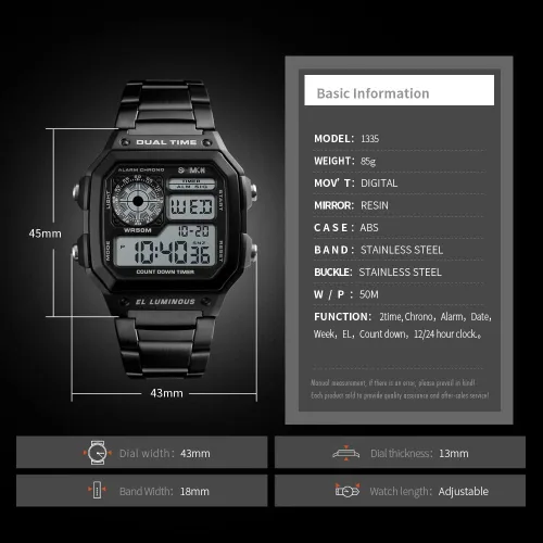 Vista 5 de Reginald Relojes para hombre Moda Trend Gold Multifunción Impermeable Reloj LED Digital Cronógrafo Acero Inoxidable Cuadrado Relojes