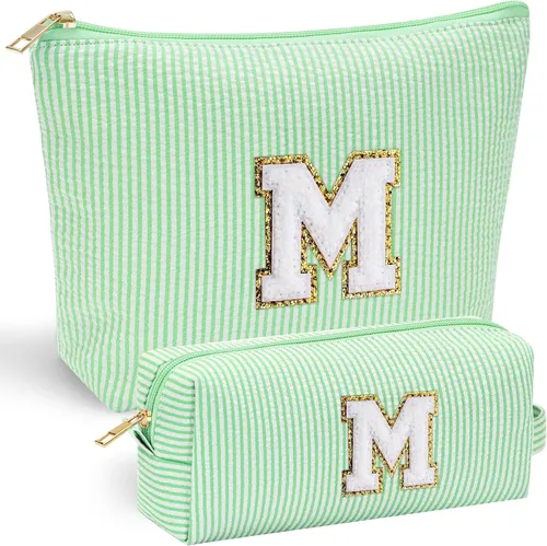 Vista 46 de YOOLIFE Regalos del Día de la Madre para Mujeres, Bolsa de Maquillaje con Iniciales, Bolsa de Maquillaje para Viaje, Bolsa de Maquillaje Negro