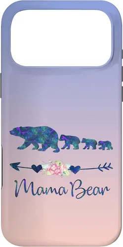 Vista 22 de Teal Blue Purple Floral Mama Bear Three Cubs Blue Pink Case for iPhone 17