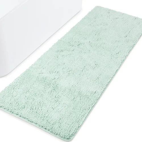 Vista 190 de Yeaban Alfombra de pasillo de baño de 24 x 72 pulgadas, antideslizante, alfombra de baño larga de felpilla gruesa, absorbente y lavable, alfombra